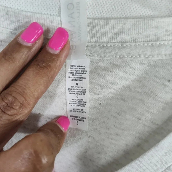 Bella Canvas Heather Cream Gray V-neck Basic T-Shirt Women Size L Short Sleeve - Picture 5 of 5